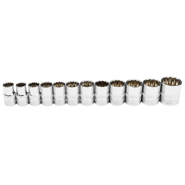 12 Piece 1/2 Inch Drive Shallow Socket Set - Metric 12-Pt